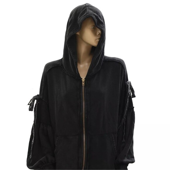 Free People Bow Girl Sweatshirt Hoodie Jacket Top Oversized Cotton XL NWD 283681 - Picture 6 of 12